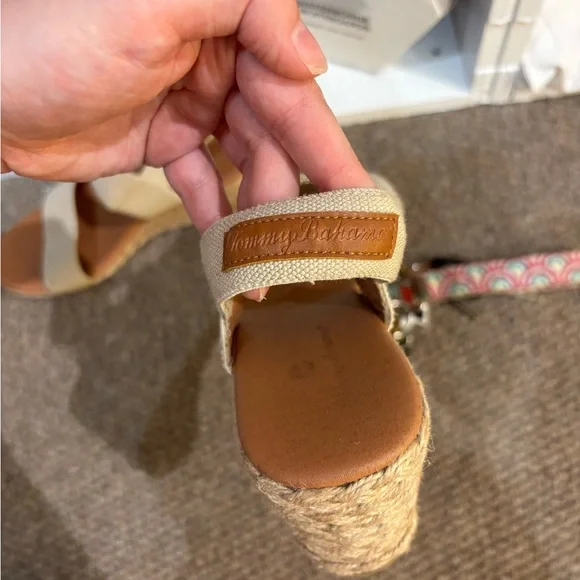 Tommy Bahama Beige Canvas Espadrille Wedge Sandals - Picture 3 of 7